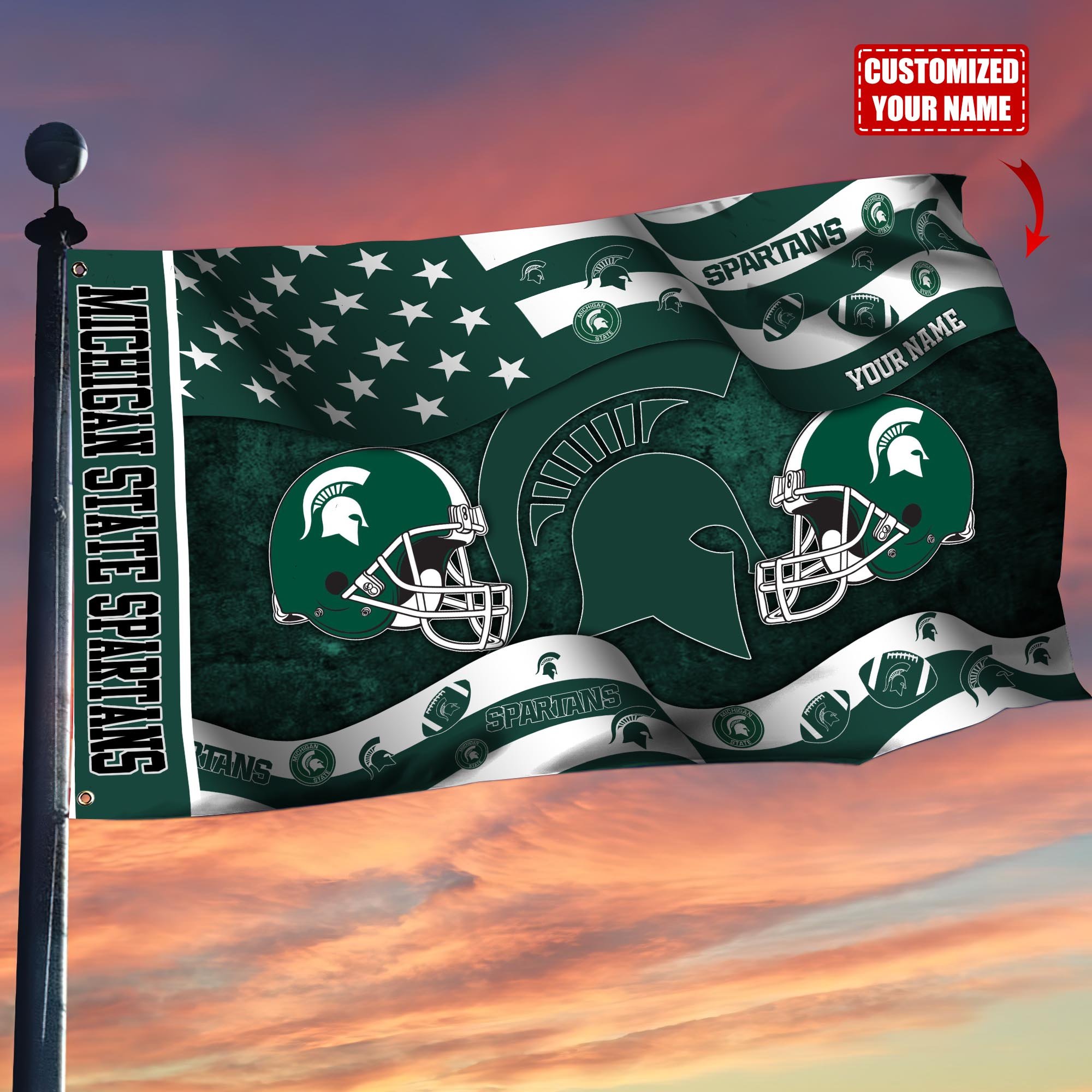 Michigan State Spartans Custom Flag3x5ft, Let Your Flag Fly TT59114